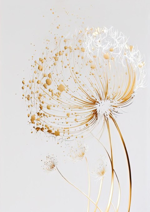 Plakat Złoty Dmuchawiec Na Jasnym Tle Abstrakcja