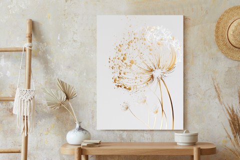 Plakat Złoty Dmuchawiec Na Jasnym Tle Abstrakcja