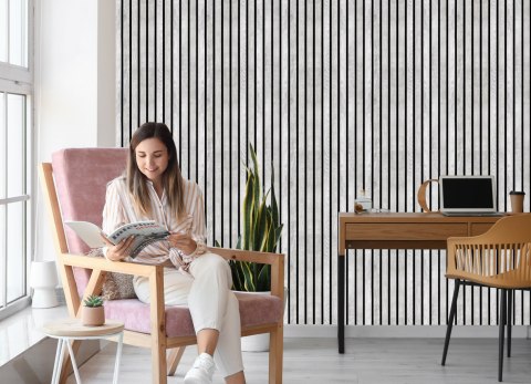 Tapeta Lamele Imitujące Drewno Białe