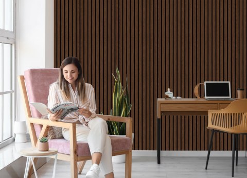 Tapeta Lamele Imitujące Drewno Orzech