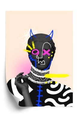 Plakat Antyczna Rzeźba Diabelski Look Kolaż Współczesny