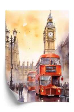 Plakat Autobus I Big Ben W Akwarelowym Londynie