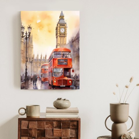 Plakat Autobus I Big Ben W Akwarelowym Londynie