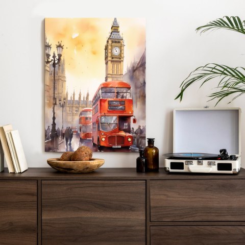 Plakat Autobus I Big Ben W Akwarelowym Londynie