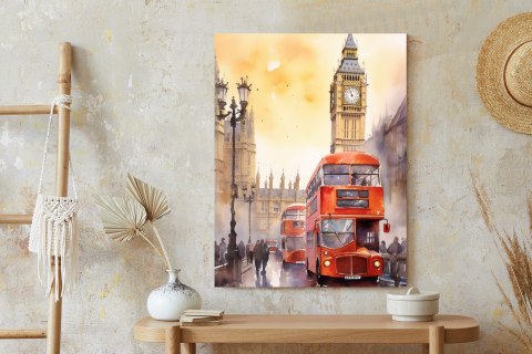 Plakat Autobus I Big Ben W Akwarelowym Londynie