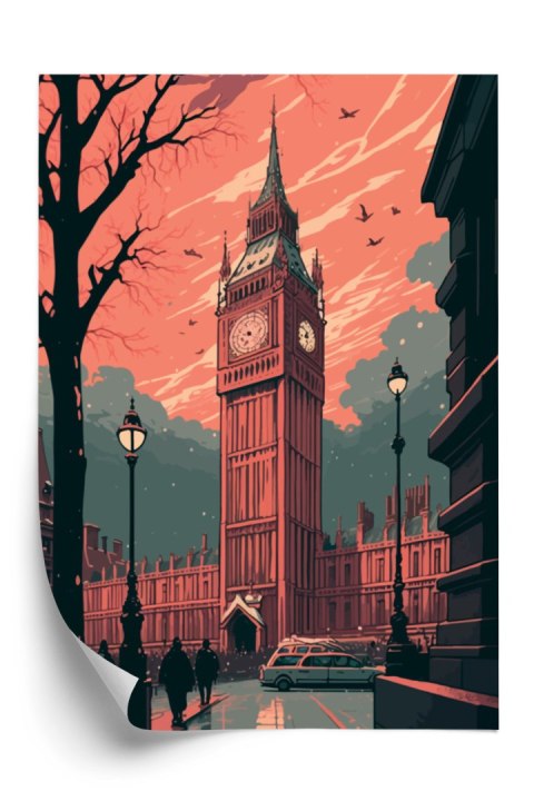 Plakat Big Ben W Londynie Komiksowa Ilustracja