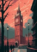 Plakat Big Ben W Londynie Komiksowa Ilustracja