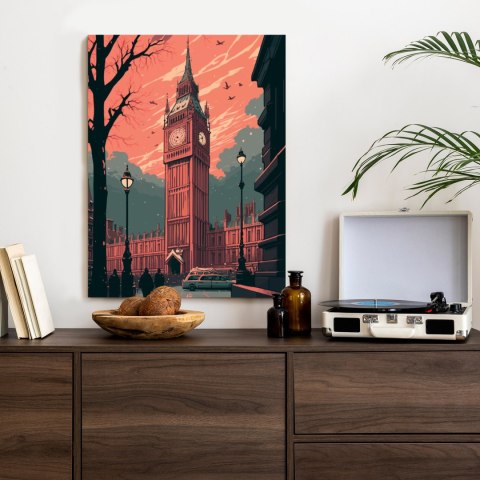 Plakat Big Ben W Londynie Komiksowa Ilustracja