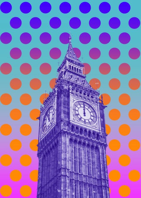 Plakat Big Ben W Stylu Pop Art Na Kolorowym Tle