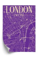 Plakat Centrum Londynu Na Fioletowej Mapie