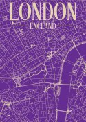 Plakat Centrum Londynu Na Fioletowej Mapie