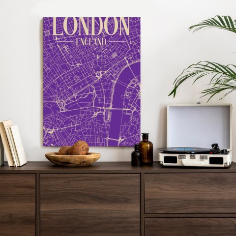 Plakat Centrum Londynu Na Fioletowej Mapie