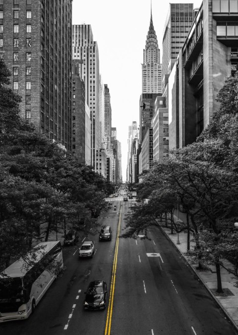 Plakat Czarno Biała Ulica Manhattanu W Nowym Jorku