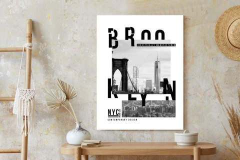 Plakat Czarno Biały Kolaż Brooklyn Nyc
