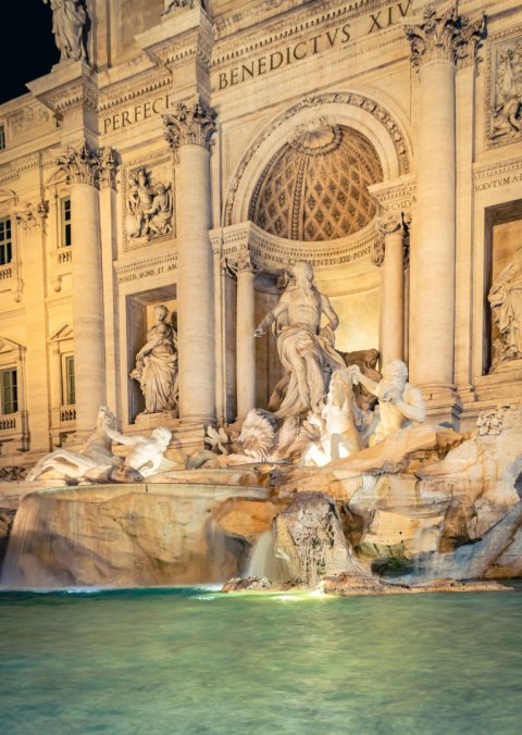 Plakat Fontanna Di Trevi W Rzymie Nocą