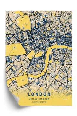 Plakat Londyn Żółta Mapa Miasta