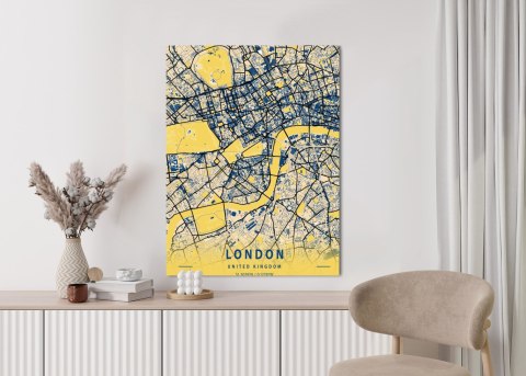 Plakat Londyn Żółta Mapa Miasta