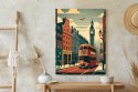 Plakat Londyński Autobus Na Ulicy Miasta