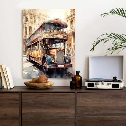 Plakat Londyński Autobus W Stylu Vintage Akwarela