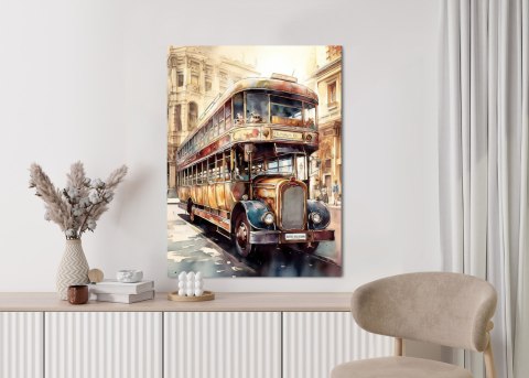 Plakat Londyński Autobus W Stylu Vintage Akwarela