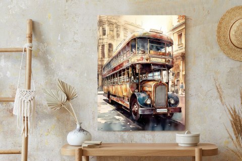 Plakat Londyński Autobus W Stylu Vintage Akwarela