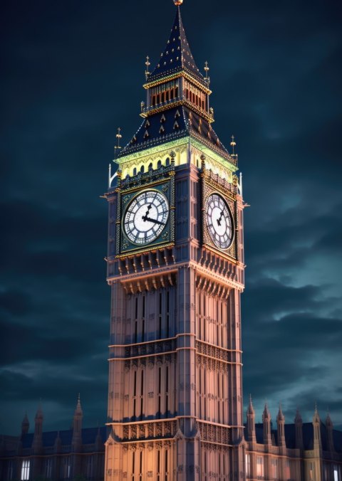 Plakat Londyński Big Ben Nocą