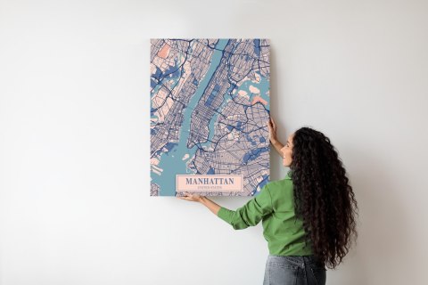 Plakat Mapa Manhattanu Nowy Jork W Stylu Vintage