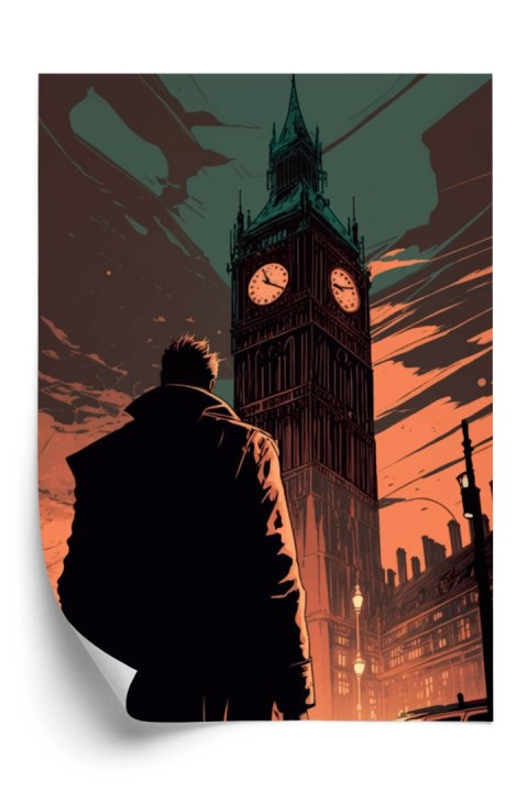 Plakat Mężczyzna I Big Ben W Komiksowym Stylu