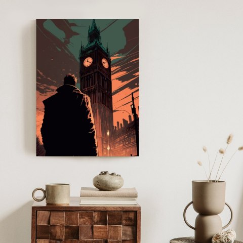 Plakat Mężczyzna I Big Ben W Komiksowym Stylu