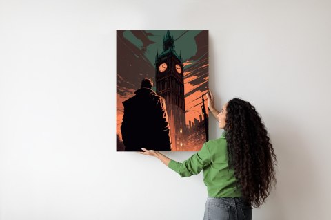 Plakat Mężczyzna I Big Ben W Komiksowym Stylu