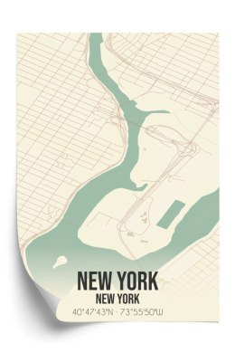 Plakat Nowy Jork Mapa W Stylu Retro
