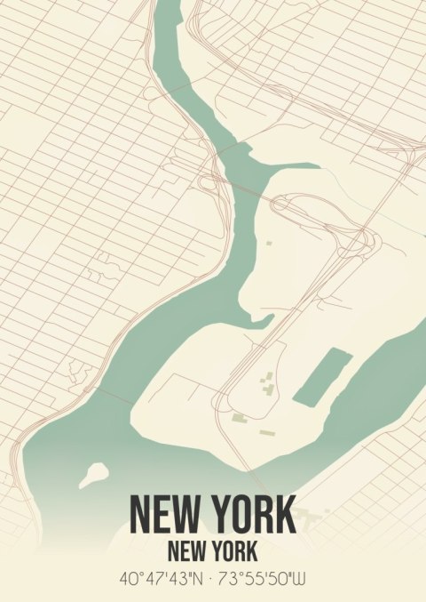 Plakat Nowy Jork Mapa W Stylu Retro