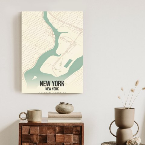 Plakat Nowy Jork Mapa W Stylu Retro