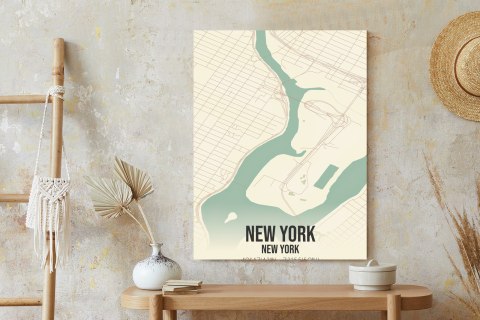 Plakat Nowy Jork Mapa W Stylu Retro