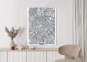 Plakat Paryż - Czarno-Biały Plan Miasta