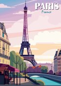 Plakat Paryż Wieża Eiffla Nad Sekwaną