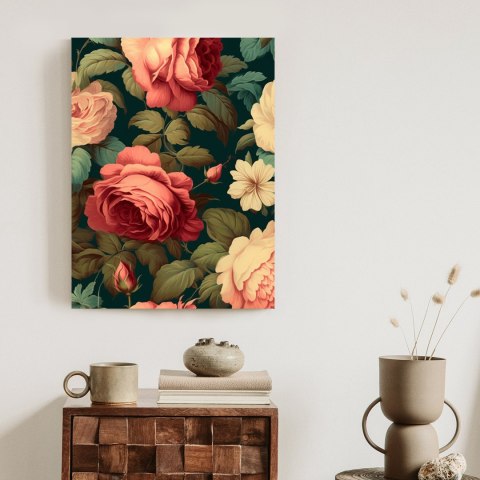 Plakat Romantyczne Róże I Zielone Liście