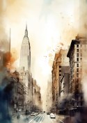 Plakat Ulice Nowego Jorku Akwarela W Odcieniach Beżu