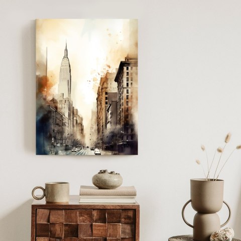 Plakat Ulice Nowego Jorku Akwarela W Odcieniach Beżu