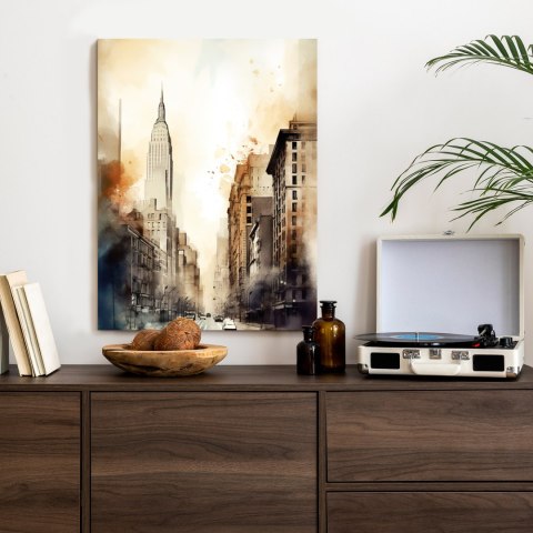 Plakat Ulice Nowego Jorku Akwarela W Odcieniach Beżu
