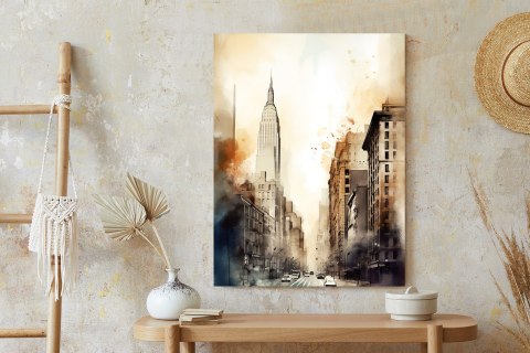 Plakat Ulice Nowego Jorku Akwarela W Odcieniach Beżu