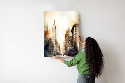 Plakat Ulice Nowego Jorku Akwarela W Odcieniach Beżu