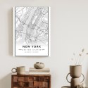 Plakat Ulice Nowego Jorku Na Czarno Białej Mapie