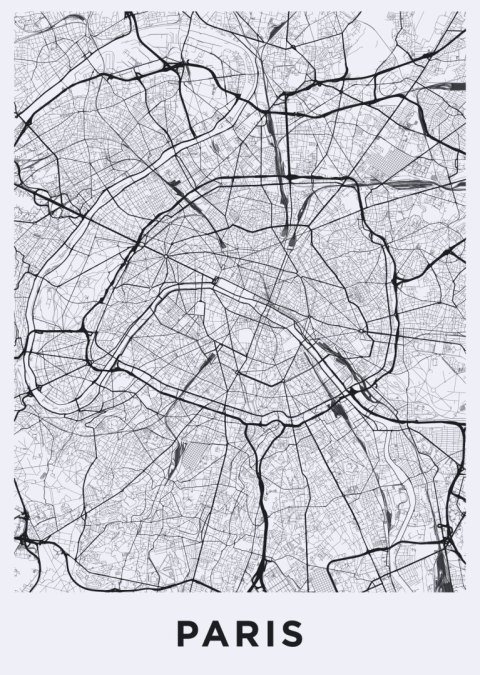 Plakat Ulice Paryża Z Lotu Ptaka - Plan