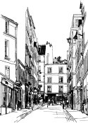 Plakat Uliczka Przy Montmartre W Paryżu - Szkic