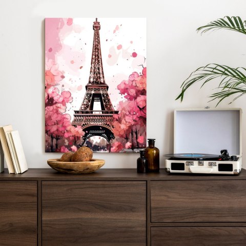 Plakat Wieża Eiffla - Akwarela W Odcieniach Różu