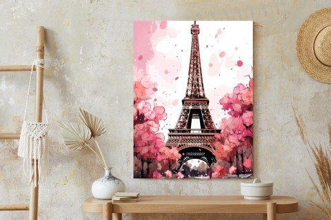 Plakat Wieża Eiffla - Akwarela W Odcieniach Różu