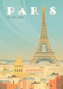 Plakat Wieża Eiffla Ponad Domami Paryża