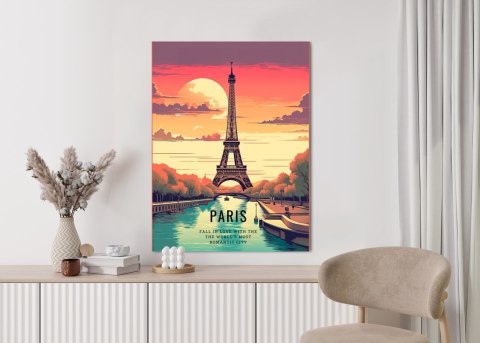 Plakat Zachód Słońca Nad Sekwaną U Stóp Wieży Eiffla