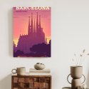 Plakat Barcelona Sagrada Familia Różowa Ilustracja O Zachodzie Słońca